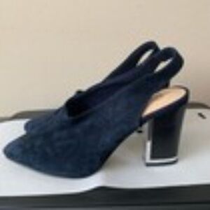 Bella Vita Womens Suede Slingback Heels Shoes in Navy Sz 8 1/2 W